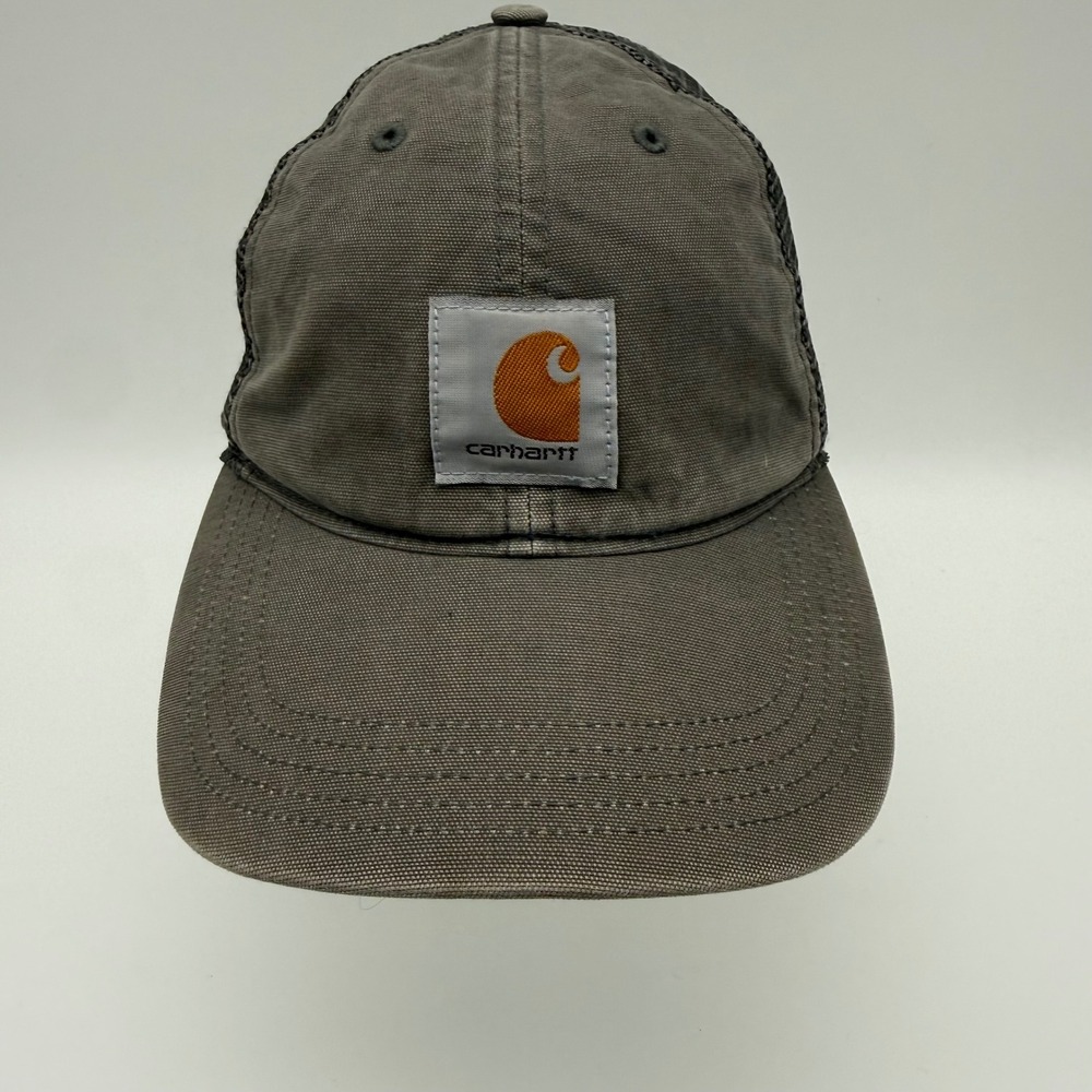 Carhartt 100286 Gray Mesh Trucker Hat Snapback Logo Patch Workwear Gorpcore